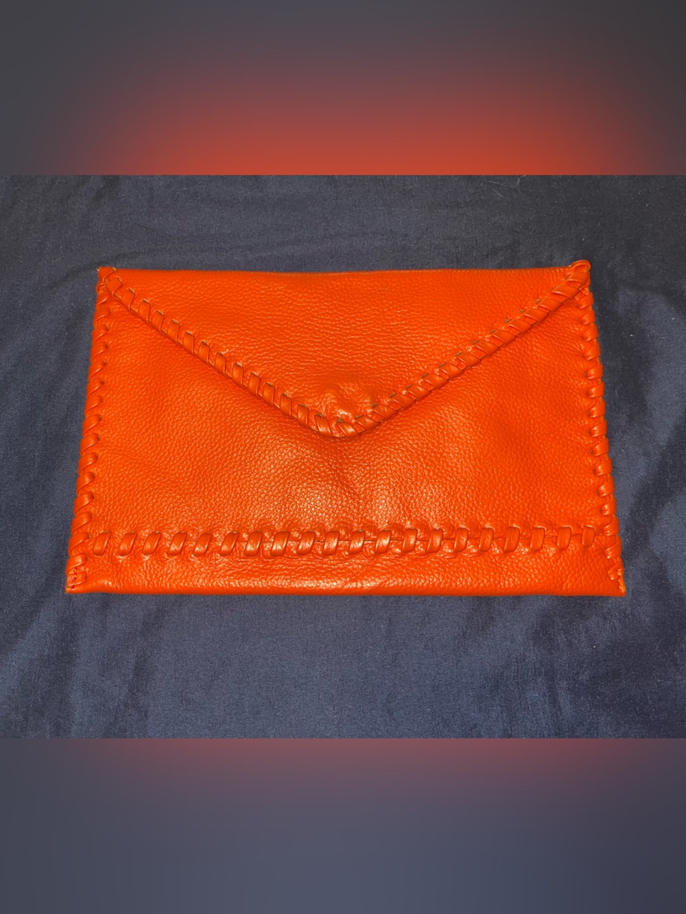 Orange Leather Envelope Clutch - Women Bags
